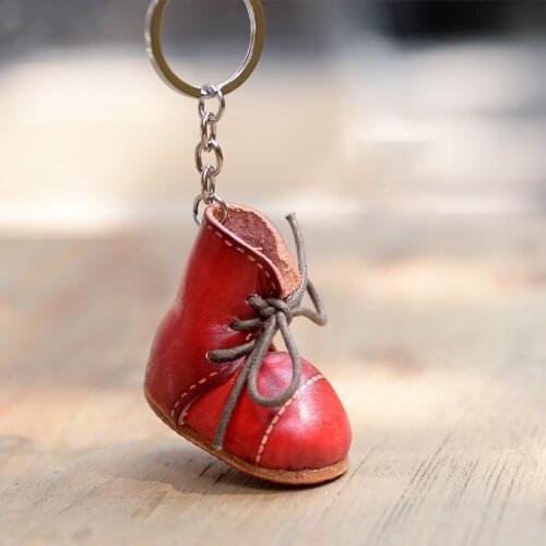 Mini Bags Pendant Unisex Boots Keychain Ornament Genuine Cow Leather Bag Parts Red Retro Handmade Women Cute Small Bags DIY Gift
