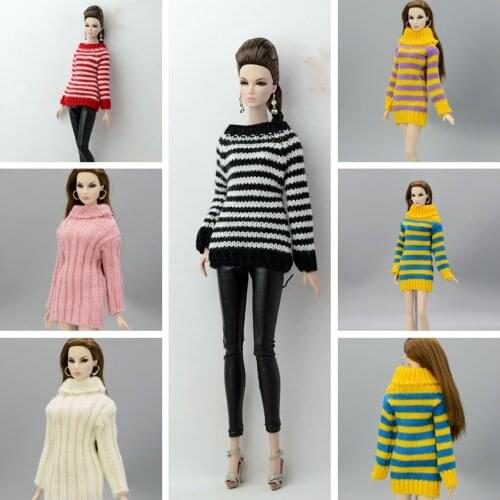 Fashion Top 1/6 BJD Clothes Outfits for Barbie Doll Dress Knitted Handmade Winter Sweater 11.5" Dolls Accessories Kids Toy Gifts