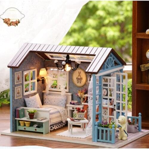Music Dust Cover Model Building Blocks Toys DIY Handmade Assembling House Wooden Dollhouse Furniture Girls for Children