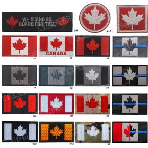 Canada Flag Quebec Velcros Patches Maple Leaf Embroidery Army Stripes Tactical Military National Emblem Embroidered Badges
