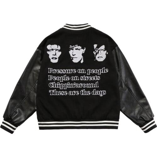 New Mens Japanese Baseball Jacket Women Oversized Streetwear Embroidered Portrait Patchwork Leather Varsity Bomber Jackets
