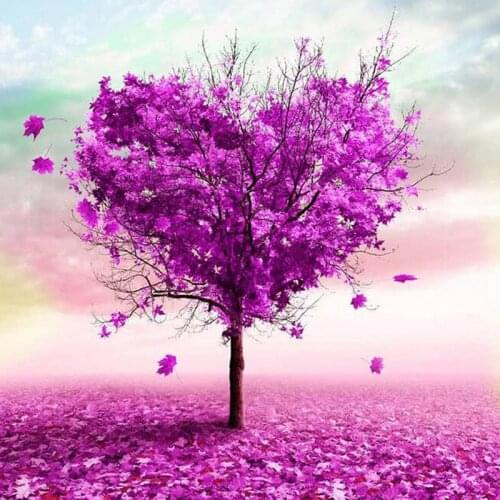 Scenery tree landscape village train DIY Crystal full 5D diamond painting cross stitch kits art mosaic round square rhinestone