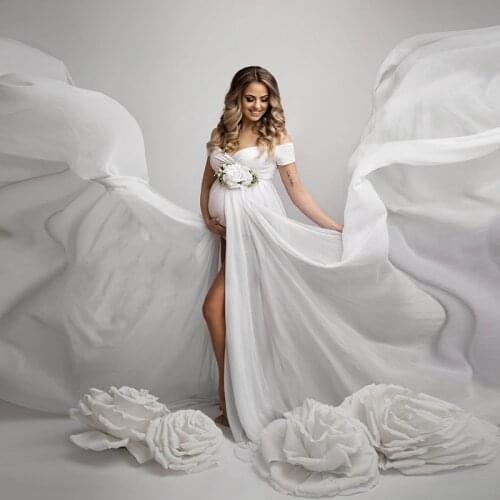 Baby Shower Dress for Women Pregnant Summer Elegant Chiffon Stretch Jumpsuit Maternity Dresses Photo Shoot Grossesse Vestidos