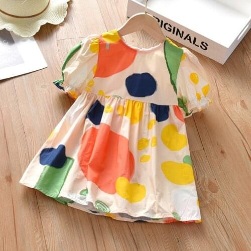 Girls dress summer 2021 new Korean style foreign style summer summer dress net red childrens fashionable short-sleeved skirt