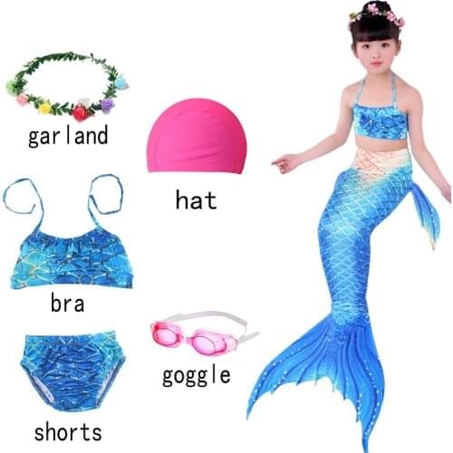 Mermaid dress swimsuit for girls mermaid tail kids swimming beach bikini girl clothing dress underwear bra set zeemeerminstaart