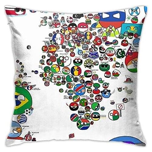 Pooizsdzzz Pondball Countryball World Map Square(45cmx45cm) Pillowcase Home Bed Room Interior Decoration