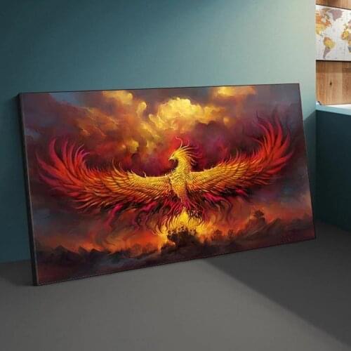 HD Gold Phoenix Game Poster Canvas Painting for Living Room and Prints Hoom Decor Wall Art Abstract Animal Cartoon Painting