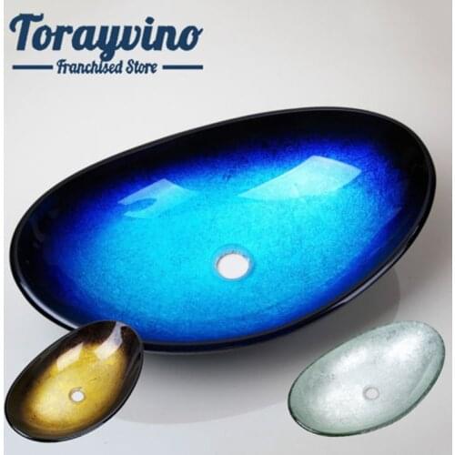 Bathroom basin Tempered glass hand painting basin green & yellow & blue Finished high quality bathroom basin