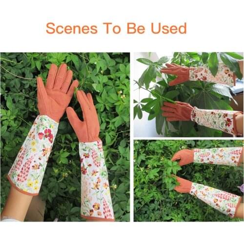 Printed Gardening Gloves Long Sleeve Wrist Protective Garden Planting Pruning Spike-proof Non-slip Wearable Gloves Garden Tools