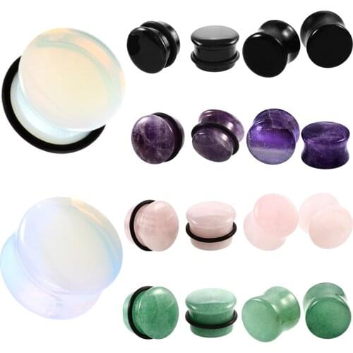 2pcs/lot Stone Ear Plugs Gauges Earrings Women Men Ear Plug Flesh Tunnel Piercings Expander Ear Stretcher Body Piercings Jewelry