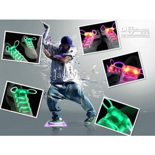 Free shipping 30pcs(15 pairs) LED Flashing Shoe Lace Fiber Optic Shoelace Luminous Shoe Laces Light Up Shoes lace