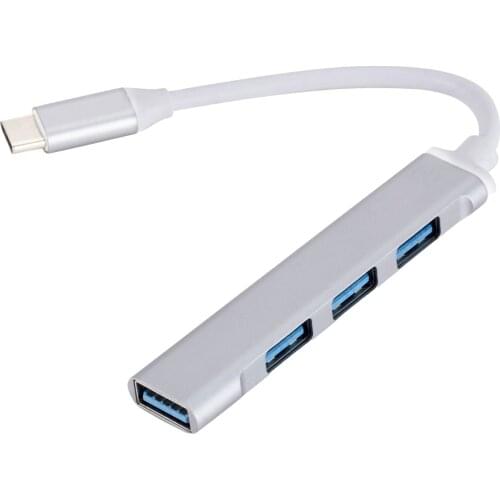 Type-c to USB Hub Aluminum Alloy 4-Port USB Splitter Adapter Plug and Play for Computer Laptop