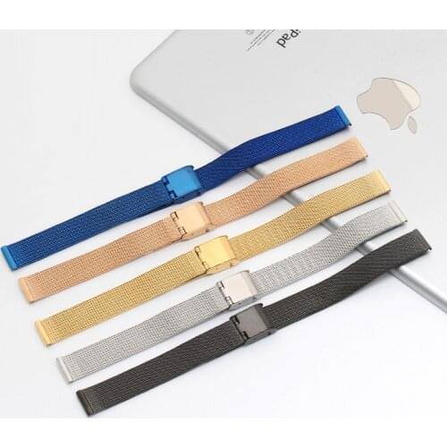 High Quality Universal Stainless Steel Metal Watchband 8mm 10mm 12mm 14mm 16mm 18mm 20mm 22mm 24mm Strap Milanese Bracelet