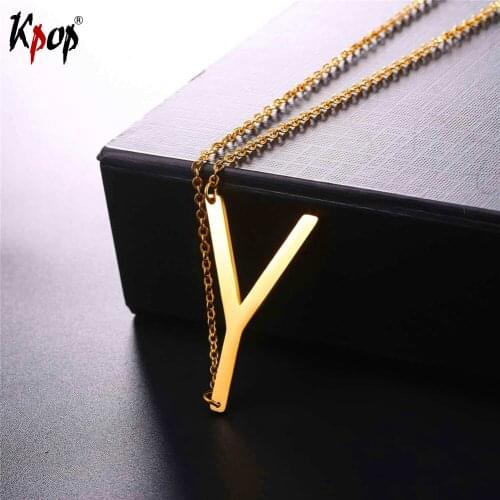 Kpop Stainless Steel Letter Y Pendant With Chain Choker Gold/Black Color For Man/Woman Clavicle Chain Necklace Jewelry P2626