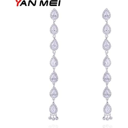 Crystal Water Earring For Women Oval Elegant Simple Temperament Long Earrings For Party Brincos Monaco Style Jewelry YME7460