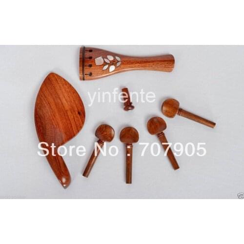 1 set Violin Chin rest Tailpiece Peg violin PARTS Rosewood Inlay Rose