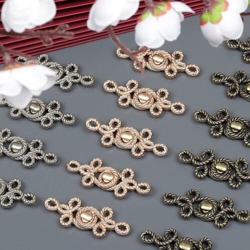 1 Pair of Chinese Knot Metal Lock Buttons Hanfu Cheongsam Element Snap Button Coat Trench Coat Hand-sewn Buttons