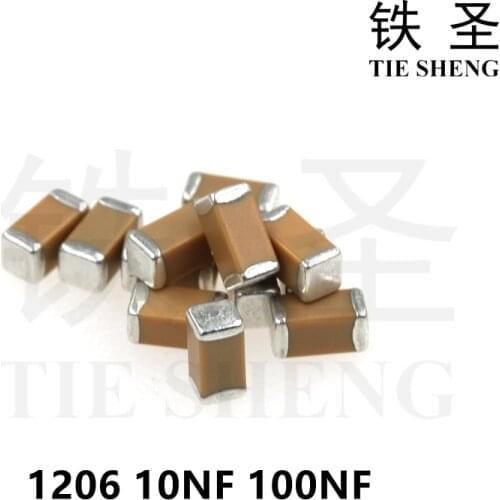 100pcs 1206 50V SMD Thick Chip Multilayer Ceramic Capacitor 10pF- 100uF 10NF 100NF 1UF 2.2UF 4.7UF 10UF 22UF 47UF 100UF 22PF