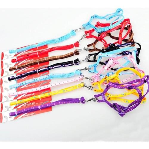 2016 Fashion CoolColorful Adjustable Cartoon Printed Harness Pet Dog Puppy Pet Traction Belt Collar Walking Outdoor Color Random