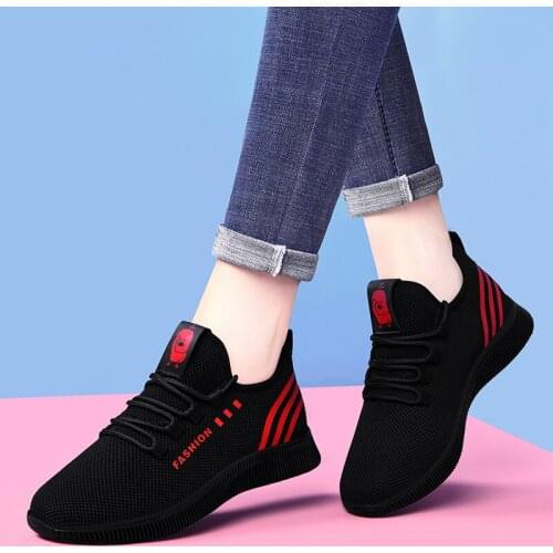 2021 Women Flat Shoes Sneakers Lace-Up Breathable Sport Shoes Soft Walking Footwear Lightweight Ladies Casual Shoes Basket Femme
