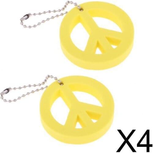 4x2 Pieces Round Buoy EVA Floating Keychain Keyring Yachting Key Float Yellow