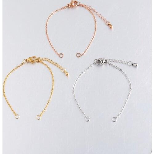 50Pcs/Lot Stainless Steel DIY Chain Bracelets Making Jewelry Accessories 1.5mm Thickness 14+4cm Length Chains