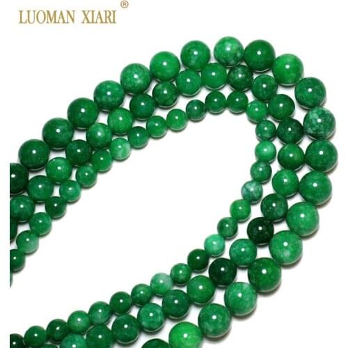 AAA Wholesale Natural Stone Beads Dye Green Jades Round Loose For Jewelry Making DIY Bracelet Necklace 6/8/10/12 mm Strand 15