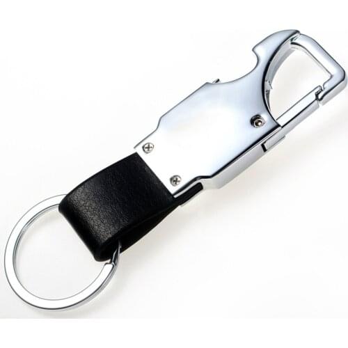 Keychain Bottle Opener Beer Multi-function Leather Men Automobile Key Ring Holder Tool With LED Lamp Car Personalized Gift 2021