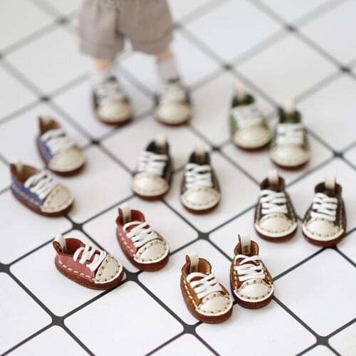 D03-P132 children handmade toy 1/12 ob11 GCS BJD.SD Doll Accessories doll shoes Cowhide hand-laced low-top shoes 1pcs