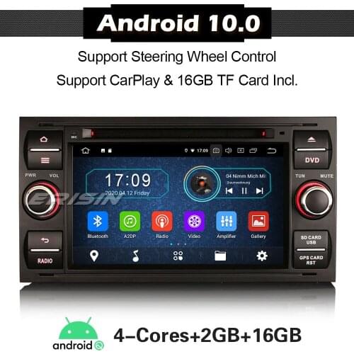 ERISIN 5931 Android 10.0 Autoradio for Ford C/S-Max Galaxy Kuga Focus Transit Car Audio SatNav DAB+ Bluetooth Wifi 4G DVB-T/T2