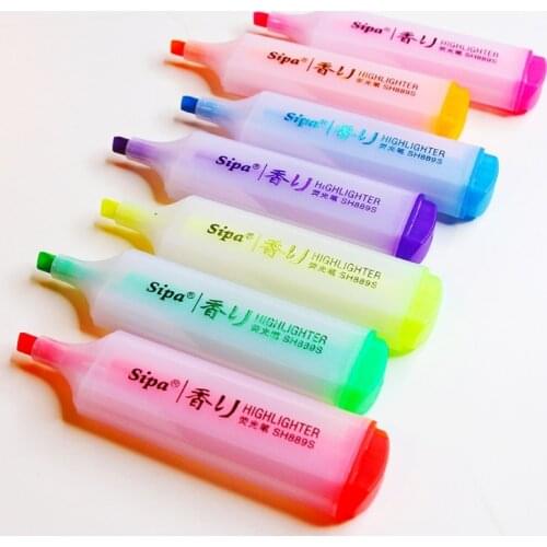 F3MA Fragrance Highlighter Student Office 7-color Inclined Color Marker Pen Highlighter Marker Pen Liquid Highlighter Pens