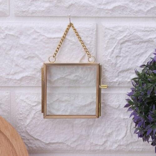 1 Pc Creative DIY Chain Retro Metal Photo Frame High Translucent Glass Photo Frame Specimen Folder 2 Size Optional