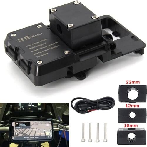 For BMW R1200GS Mobile Phone Navigation Bracket ADV F700 800GS CRF1000L Africa Twin Motorcycle USB Charging 12MM 16MM 22MM Mount