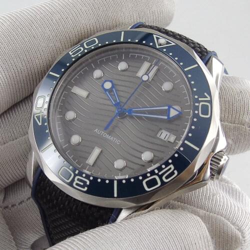 Mechanical Men Wristwatch Sapphire Glass Rubber Band Nologo Logo Dial Date Indicator 41mm