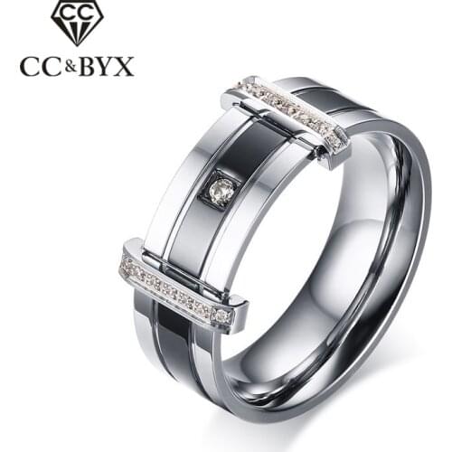 CC Stainless Steel Charms Rings For Men And Women Couple Ring Lovers' Romantic Wedding Jewelry Party Gift Drop Shipping CC1282