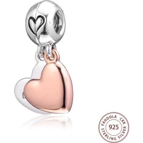 Mother & Daughter Love Charm 925 Sterling Silver Love Beads for Jewelry Making Fits Pandora Charms Bracelet Necklaces berloques