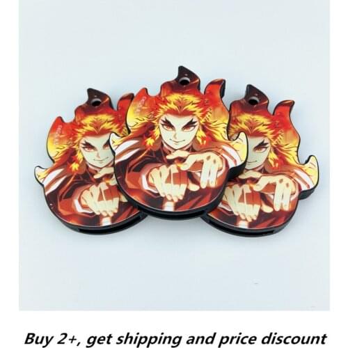 Demon Slayer Kimetsu No Yaiba Rengoku Kyoujurou rubber keychain Key Ring Race Straps cosplay