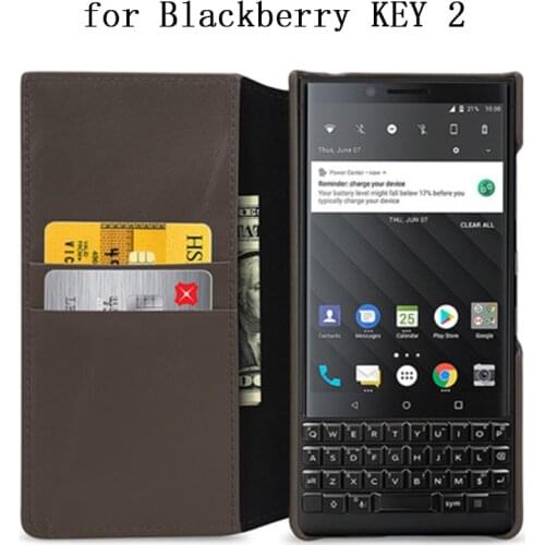 Luxury Genuine Leather Case forBlackberry KEY 2 Wallet Case with Card Slots Phone Cover forBlackberry KEY2 Flip Protective Skin