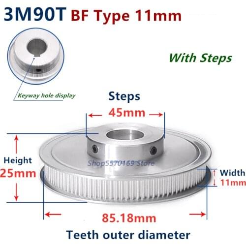 90 Teeth HTD 3M Synchronous Pulley 3m timing pulley Width 11mm 90T 3M timing belt HTD3M Pulley gear bore 8mm-25mm