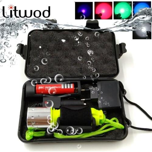 Diving LED flashlight Torch 2000LM Duiken Licht 100 Meter XM-L2 U3 5 Colors Waterproof underwater light lamp for diving light