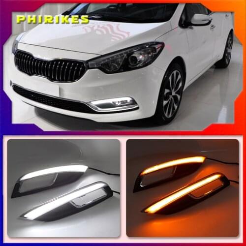 2Pcs LED Daytime Running Light For Kia K3 Cerato 2013 2014 2015 2016 Turn Signal Relay 12V Car DRL Fog Lamp Decoration