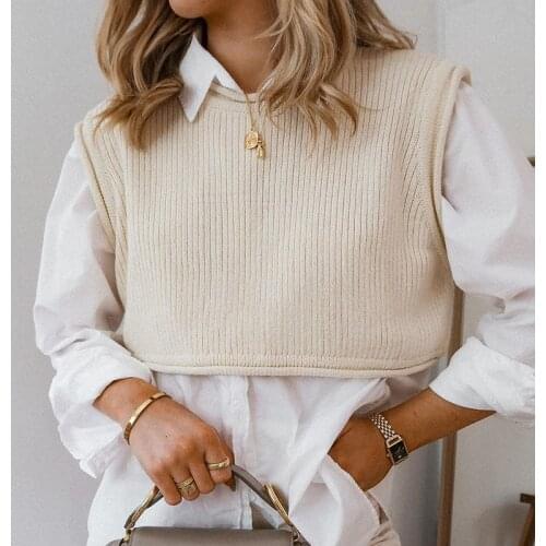 Women Summer Autumn Casual Za Solid Sweaters Female 2020 New Knitted Sleeveless Yellow Pullover Tops Womens Short Jumpers Femme