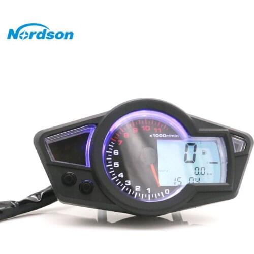 Nordson Motorcycle LCD Speedometer Tachometer Motorcycle Digital Odometer Speedometer Fit for 2&4 Cylinders