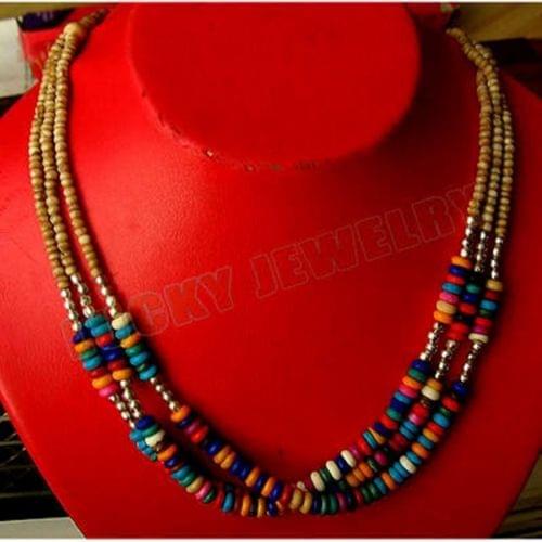 Tibetan Colour Bone Bead 3-layer Amulet Necklace
