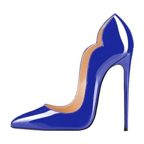 Carpaton Woman Shoes Pointed Toe High Heels Pumps Party Clubwear Shoes Patent Leather Sexy Dress Heels Blue Red Pink