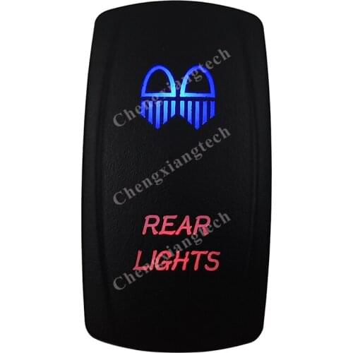 Rear Lights Rocker Switch 5 Pins SPST On/Off Blue & Red Led 20A/12V 10A/24V Toggle Switch for Cars,Trucks, RVs, Boats