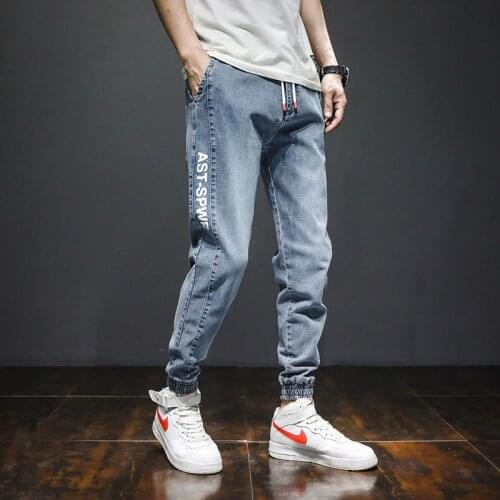 Spring summer teenagers Denim jeans mens loose 2020 Korean Harlan feet mens casual tooling light-colored brand harem pants