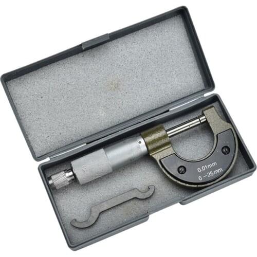 Hard Alloy Outside Micrometer with Plastic Case 0-25MM Measuring Range, 0.01mm Accuracy Gauge Vernier Caliper Measuring Tools