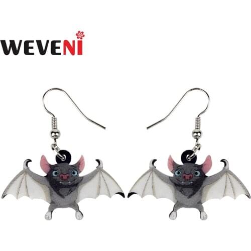 WEVENI Acrylic Anime Halloween Fashion Bat Earrings Drop Dangle Anime Party Jewelry For Women Girls Teens Festival Charms Gift