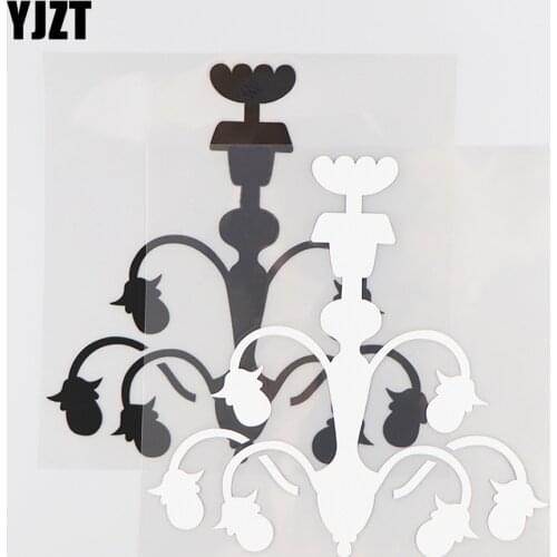 YJZT 15.1×15.1CM Creative Chandelier Car Sticker Personalized Body Decoration Vinyl Decal Black/Silver 20D-0181